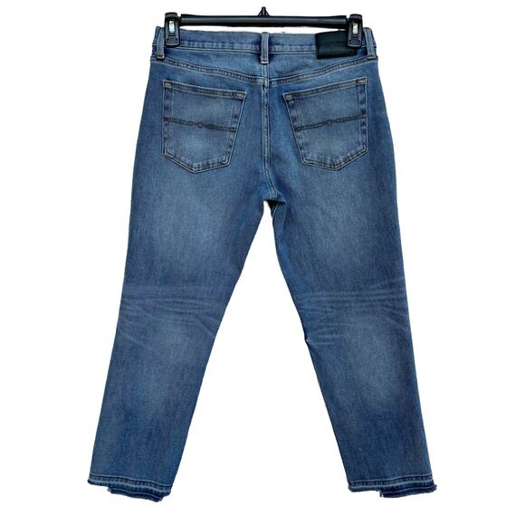 Lucky SZ 4/27 Boyfriend Sienna Jeans Mid-Rise Distressed Frayed Hem Stretch Blue - Picture 4 of 14